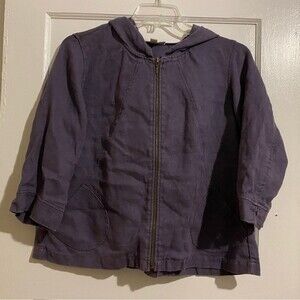 Cold water Creek Purple Linen Quarter Sleeve Full Zip Jacket